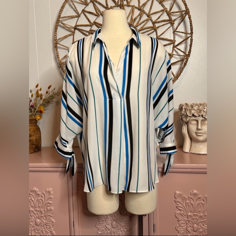 Women’s Large Worthington striped‎ Blue and Black Top